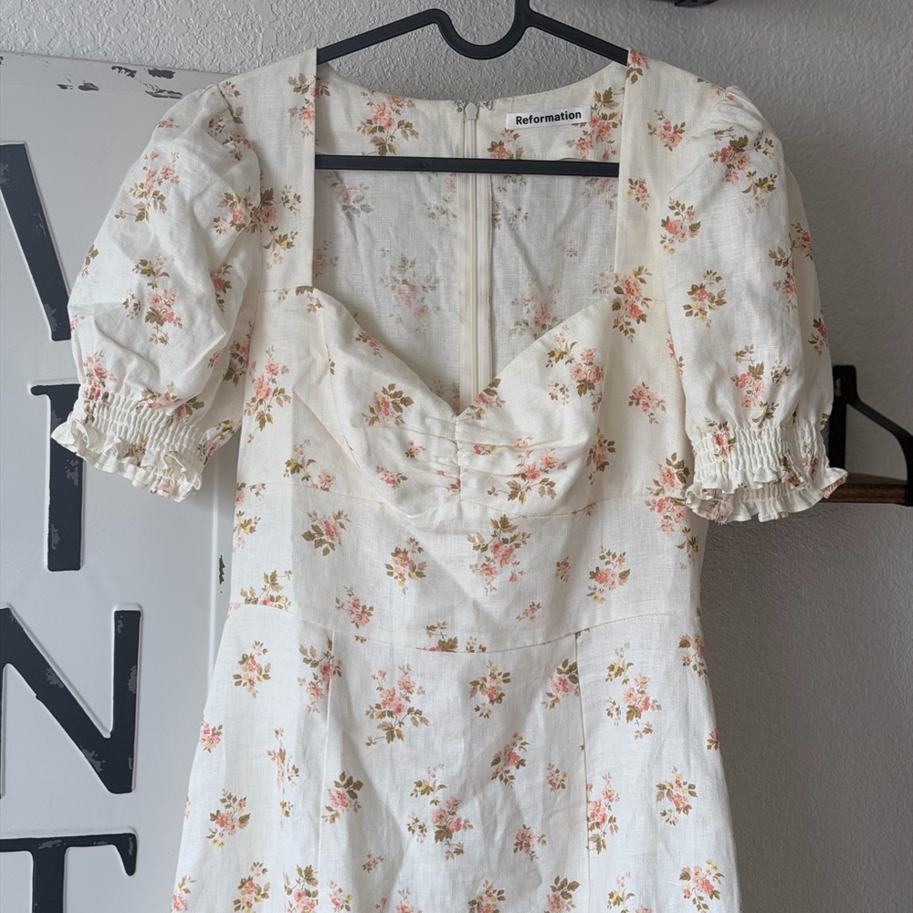 Reformation White Floral Midi Dress - Picture 3 of 11